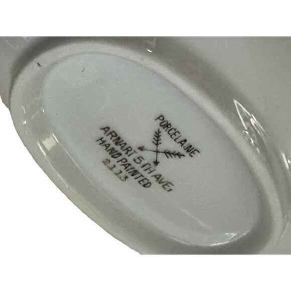 Porcelain Relish Celery Tray Dish Arnart 5th Ave Hand Painted Oval Dish VTG - Picture 6 of 7